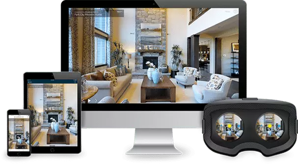 casque vr ordinateur smartphone et tablette responsive pour visites virtuelles et jumeaux numériques