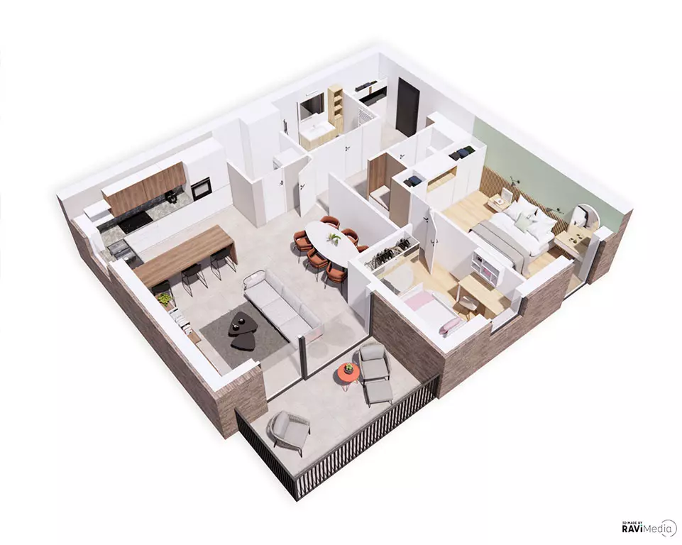 plan de vente 3d d'un appartement