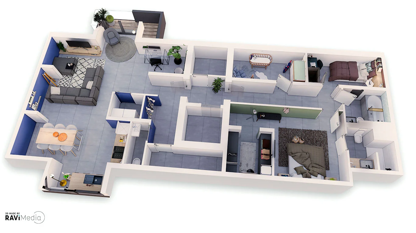 plan 3d shoebox d'un appartement